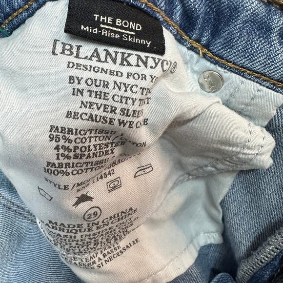 BLANKNYC Jeans SZ 29 LightWash Denim The Bond Mid Rise Skinny Distressed Stretch - Picture 5 of 10